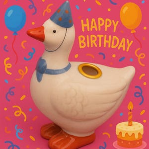 Elegant Goose Cake Topper – Hand-Painted Porcelain Candle Holder & Collectible Figurine, Two Colors + 1 Candle Gift