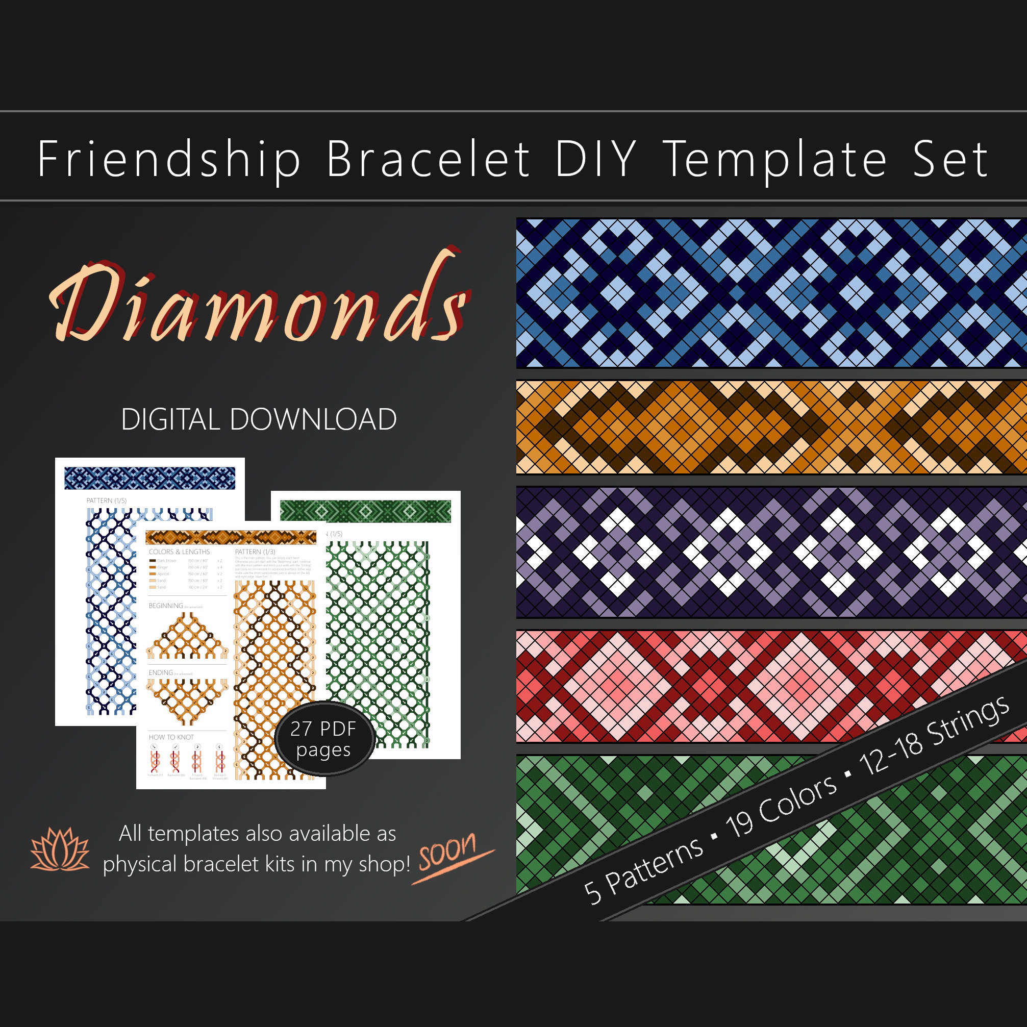 Handmade Triple Diamond Friendship Bracelet - Etsy Norway