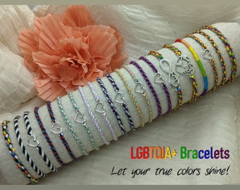 LGBTQIA+ Armband aus 100% veganer Baumwolle - Bisexuell Pansexuell Asexuell Demisexuell Trans Queer Polyamorie Ally Gay Rainbow Pride Flag