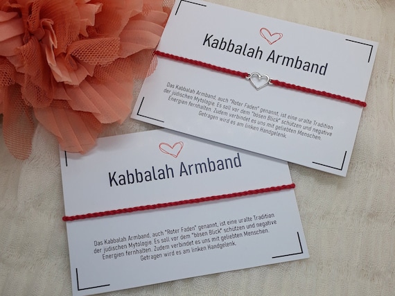 Kabbalah Armband aus 100% veganer Baumwolle, Roter Faden, Schutz Armband und Glücksbringer, mit oder ohne Herz-Anhänger