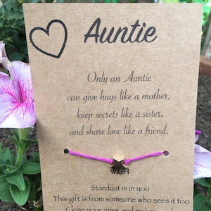 Pulsera de deseos, la mejor tía, regalo de la tía, pulsera de la tía, regalo de cumpleaños de la tía, regalo para la tía, regalo de la tía, la mejor tarjeta de la tía, tía