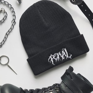 Feral Beanie | embroidered beanie, goth beanie, alternative clothing, edgy clothing, aesthetic clothes, dark aesthetic, goth clothing