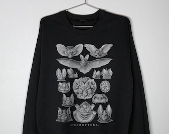 Bats of the Night | chiroptera zoology sweatshirt vintage illustration goth sweater aesthetic alternative clothing grunge dark unisex