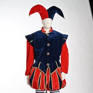 Jester Handmade Costume, Fantasy Clown Outfit for Halloween, Adult Medieval Jester Costume, Clown Costume, Carnival, Cosplay, and Circus