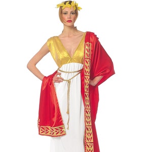 Römische Göttin weißes langes Kleid, Antikes römisches Frauenkostüm, Toga Frauen Halloween Outfit, Römische Kaiserin Kostüm, Paar Halloween Set