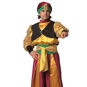 US Men's Arabian Costume Cosplay Vest Waistcoats with Harem Pants Fancy  Outfits