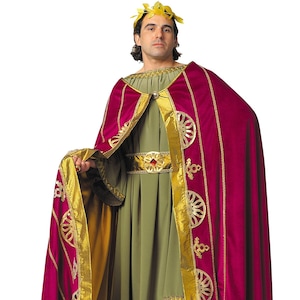 Julius Caesar Velvet Costume, Ancient Roman, Men's Halloween Costume, Outfit for Toga, Plus Size Costume, XXL, 2XXL