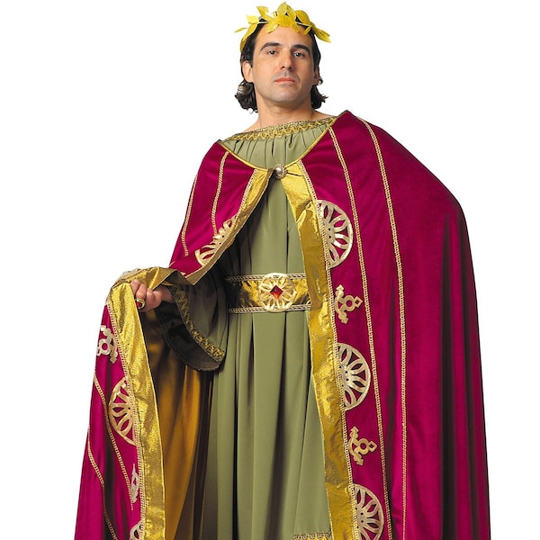 Julius Caesar Velvet Costume, Ancient Roman, Men's Halloween Costume, Outfit for Toga, Plus Size Costume, XXL, 2XXL
