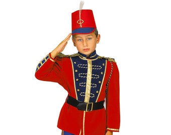 Little Drummer Children's Costume,  Red & Blue Nutcracker Boy Outfit, Toy Soldier Carnival, Halloween, Cosplay, Fancy Dress for kids.