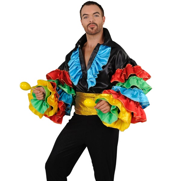 Costume de carnaval masculin de danseur brésilien, déguisement de danse de carnaval de Samba Rio, pour Halloween, Mardi Gras et cosplay. Fait à la main dans l’UE.