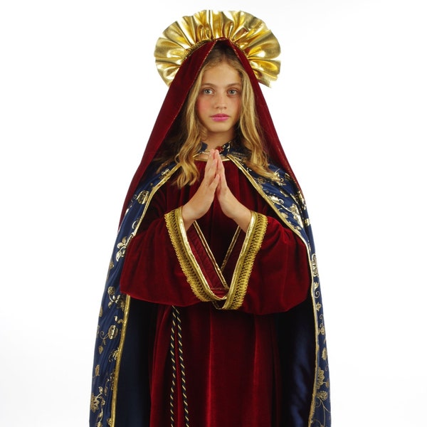 Nativity Virgin Mary Children's Costume, Christmas Biblical Girls Costume, Kid's Religious Dress for School Play, Halloween Fancy Dress