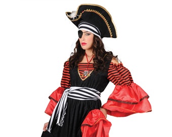 Pirate Cosplay Woman, Caribbean Carnival Costume, Sexy Female Outfit for Halloween, Festival and Mardi, Handmade Costume Gras,