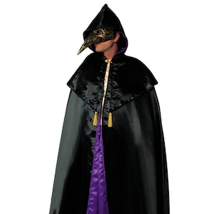 Venetian Cloak, Double Satin Cape with Hood, Handmade Costume for Carnival, Halloween and Mardi Gras.