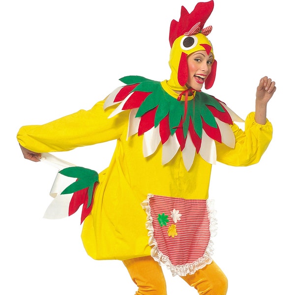 Traje de carnaval de gallina, traje de damas de pollo y animal, conjunto de uniforme colorido para Halloween, Mardi Gras y Cosplay. Hecho a mano en la UE.