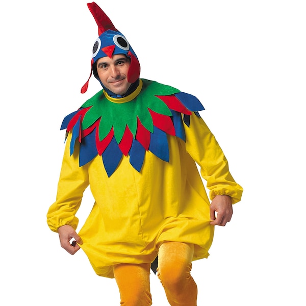 Disfraz de carnaval de gallo para adultos, disfraz de animal de pollo, traje de uniforme colorido para Halloween, Mardi Gras y cosplay. Hecho a mano en la UE.