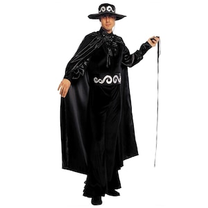 Zorro Black Deluxe Velvet Adult Costume, Moovie Character, Men's Fancy Dress, Handmade Theatrical Quality Costume.,