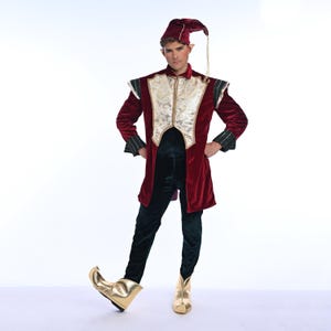 Velvet Elf Costume for Men, Christmas Male Elf Cosplay, Deluxe Velvet Elf Outfit, Christmas Santa&#39;s Helper
