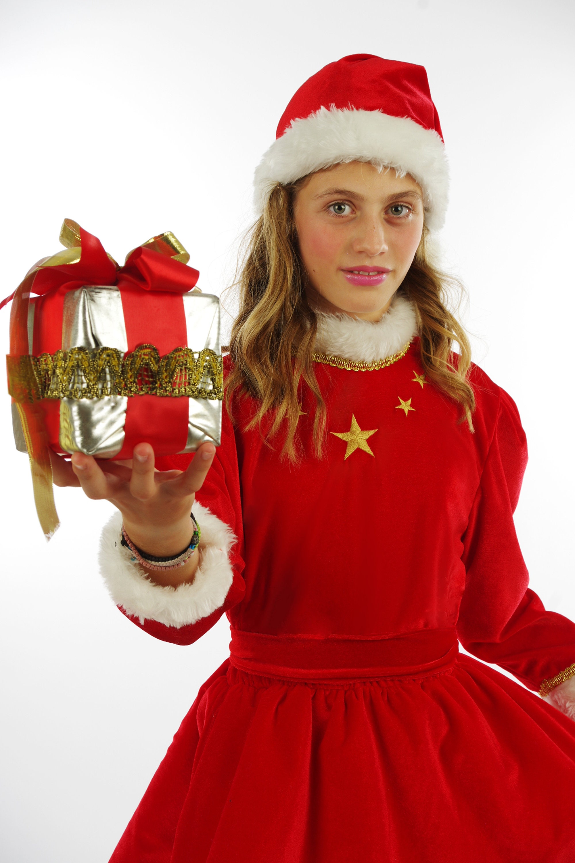 IBTOM CASTLE Christmas Dress for Kids Women Girls Gingham Dresses + Velvet  Cape Mrs Santa Claus Fancy Dress Up Costume