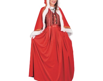 Handmade Mrs. Claus Costume: Red Cape, Plaid Vest, Velvet Skirt