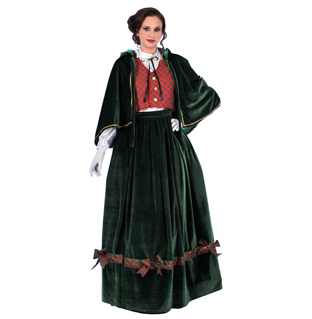 Handmade Claus Costume: Velvet Caroler Dress, Hooded