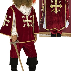 Musketeer Costume Velvet and Lined, Handmade Theatrical Costume, Carnival and Halloween Made in Greece