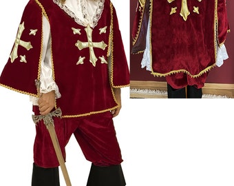 Musketeer Costume Velvet and Lined, Handmade Theatrical Costume, Carnival and Halloween Made in Greece