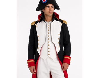 Napoleon Costume Men, French Emperor Outfit, Renaissance Military Cosplay, Historical Halloween Costume, Handmade Deluxe Uniform