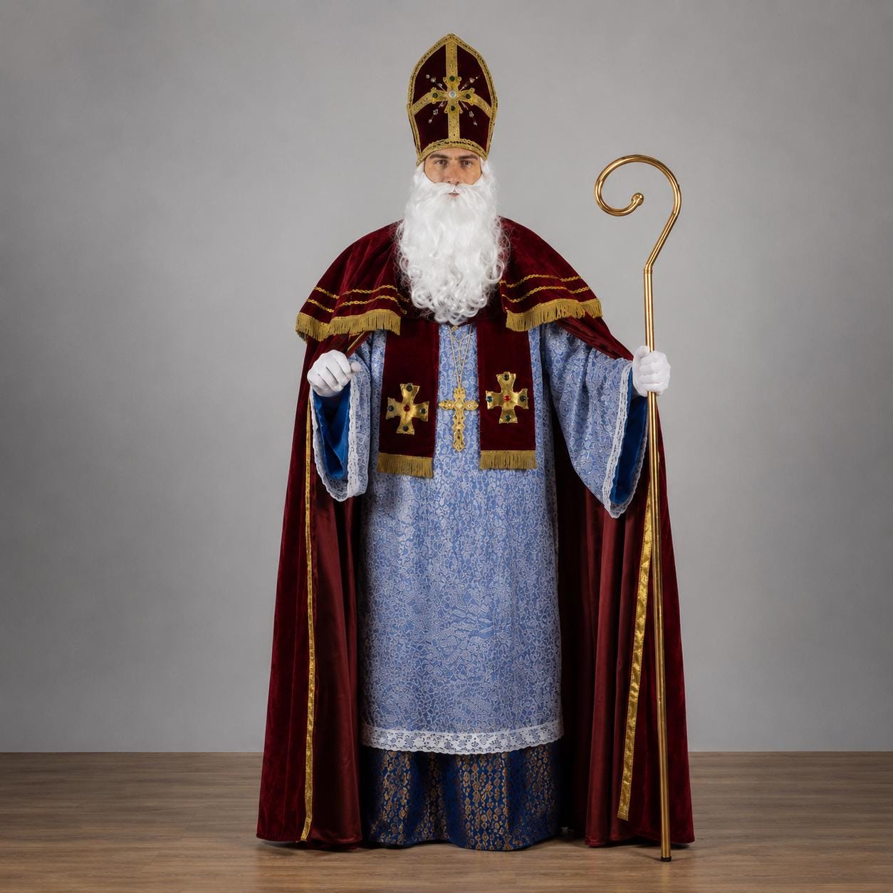 Saint Nicholas Costume for Adults, Velvet St. Nicholas Outfit