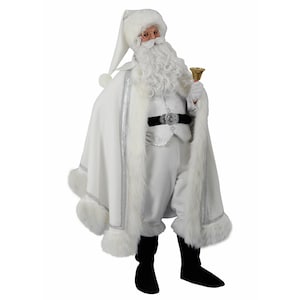 White Santa Claus Wool Costume in Adult Size, Handmade Christmas Santa Claus Outfit, Professional Santa Suit, Christmas Fancy Dress for Men