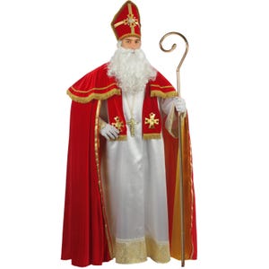 Saint Nicholas Red Valvet Costume, Professional Father Christmas Outfit, St. Nicholas Handmade Costume, Bishop Christmas Costume