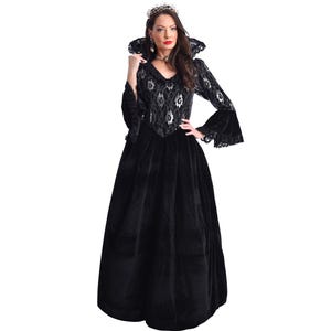 Halloween Velvet Vampire Costume, Handmade Women&#39;s Black Witch, Cosplay Black Halloween Dress, Countess Costume, Black Queen Gothic Costume.