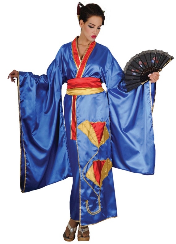 Japanese Lady Costume Blue Geisha Dress Japanese Lady Costume Blue Geisha Dress