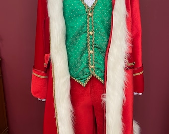 Padded Velvet Santa Suit: 7-Piece Professional Santa Claus Costume