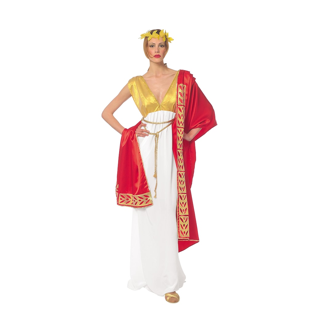 Abito lungo bianco da dea romana, costume da donna dell'antica