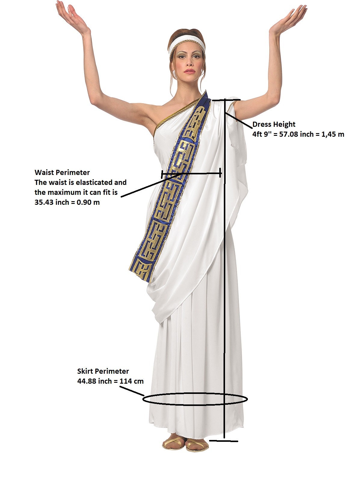 Greek Goddess Athena Roman Egyptian Toga Book Week Day Fancy Dress Costume S-XL 