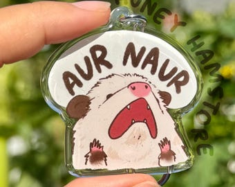 Possum Aur Naur Clear Acrylic Keychain | Cartoon Illustration Art Style Double-Sided Epoxy Charm | Cute Kawaii Funny | Gift For Her For Him