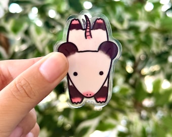 Possum Acrylic Clip Binder Clip Cute Double Sided Design Acrylic Gift Accessories Chip Organize Office Desk (Removable Film on both sides)