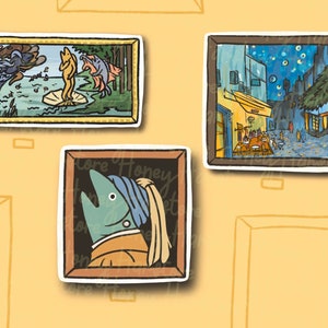 Fish Art Sticker Series 1 | Art History Sticker | Fish Gallery Oil Painting | Artist | Cute Laptop Sticker | Gifts under 5 | Water Resistant