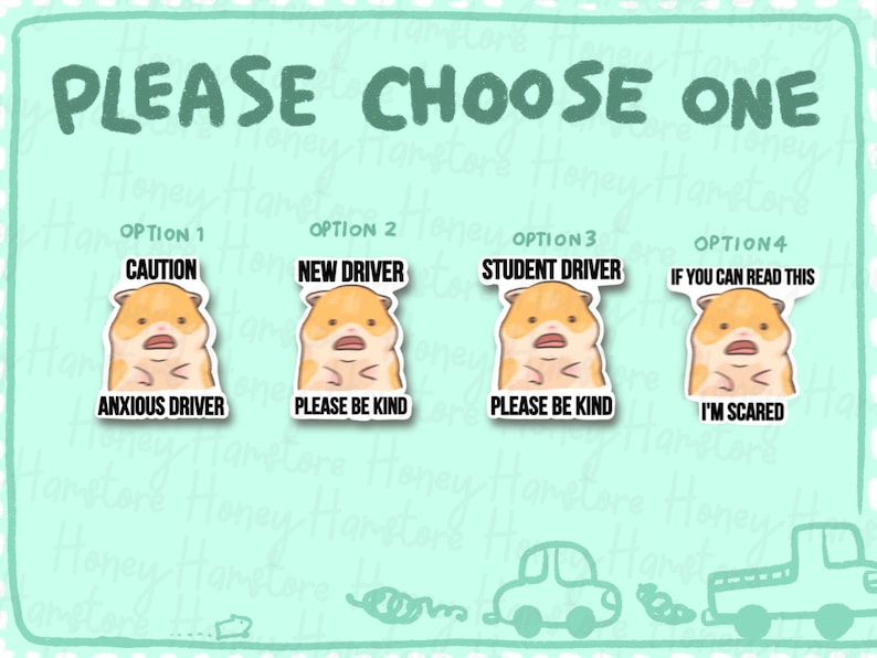 NEW [Weather & Water Proof] Cute Hamster Meme Bumper Sticker | Nervous Anxious | Student Driver | New Driver | Car Decal | Funny Car Sticker image 5