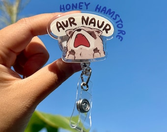 Raccoon Aur Naur Badge Reel with ID Belt Clip Cute Design Acrylic for Children Gift Name Work Accessories for Nurses Medical Teacher Student