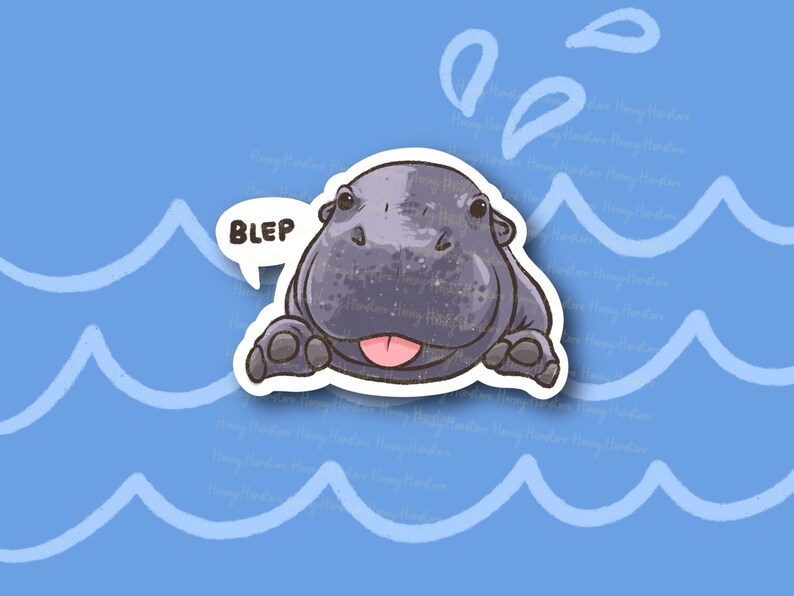 Hippo Blep Sticker | Funny Sticker | Gifts Under 10 | Water Resistant ...