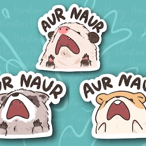 Aur Naur Cute Sticker | Series 1 | Funny Sticker | Possum Hamster Raccoon | Gifts under 10 | Water Resistant Sticker | Water Bottle | Laptop