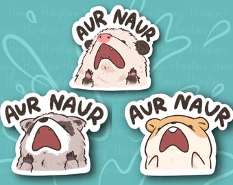 Aur Naur Cute Sticker | Series 1 | Funny Sticker | Possum Hamster Raccoon | Gifts under 10 | Water Resistant Sticker | Water Bottle | Laptop