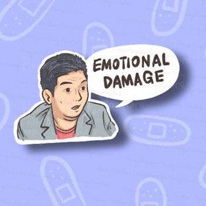 Emotional Damage Meme Laminated Stickers Funny Sticker Laptop Tiktok Decal Yeti Tumbler Water Bottle Sticker