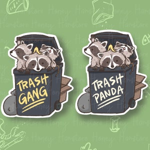 Raccoon Trash Gang Panda | Funny Sticker | Raccoon Sticker | Gifts under 10 | Water Resistant | Water Bottle Laptop Desk Notebook Phone Case