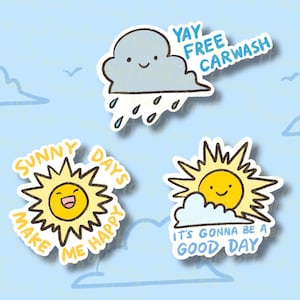 Autocollant météo | Ambiance positive | Étudiant | Optimiste | Nice | autocollant de bonne humeur | Cadeaux pour les moins de 5 ans | Autocollant résistant à l'eau