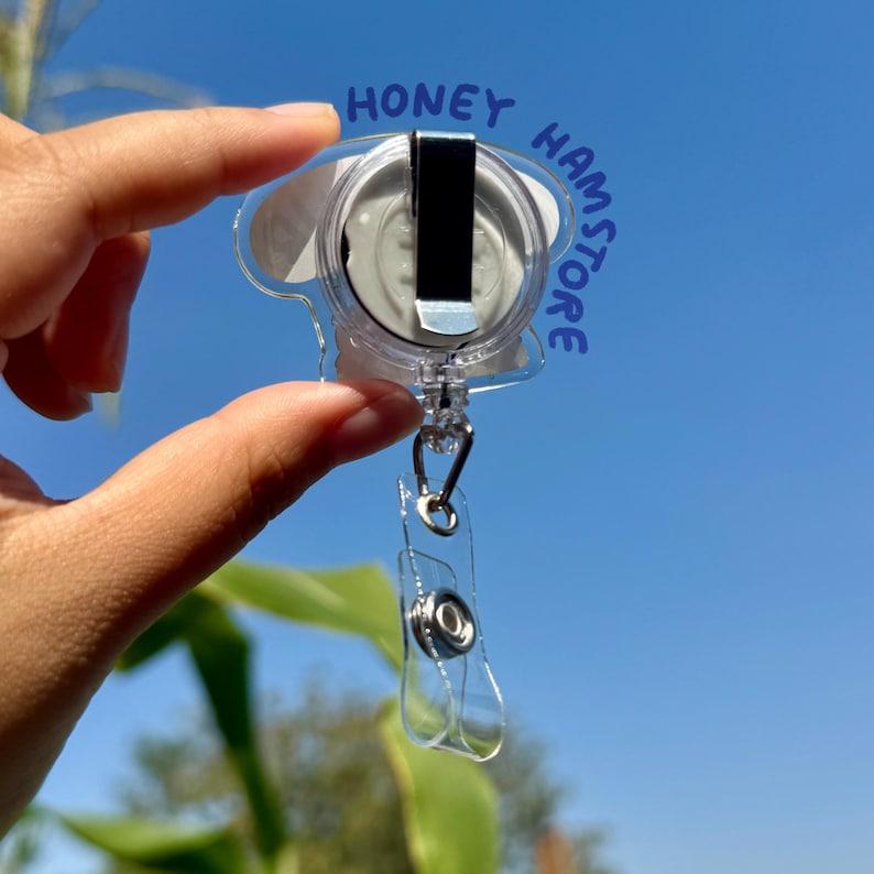 Raccoon Aur Naur Badge Reel with ID Belt Clip Cute Design Acrylic for Children Gift Name Work Accessories for Nurses Medical Teacher Student image 2