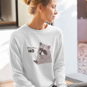 Respectfully No Raccoon Funny Sweater Unisex Sarcastic Humor Sweatshirt Cute Gift Quote Women Men Graphic Positive Rejection Color For Her