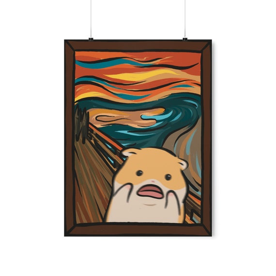 Hamster The Scream Art | Premium Matte Poster | Painting Art History Poster | Gallery Oil Painting | Artist | Cute Funny Poster | Gifts Idea