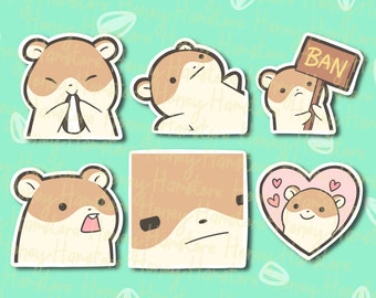 Hamster Emote Sticker Set | Seed Eating | Ban | Pog | Sus | Funny Sticker | Hamster Sticker | Gifts under 5 | Water Resistant Sticker Decal
